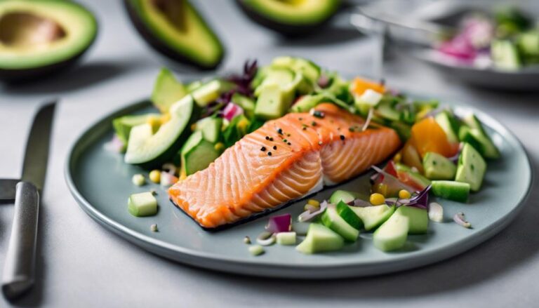 Lunch Sous Vide Salmon With Avocado and Cucumber Salad for the AIP Diet