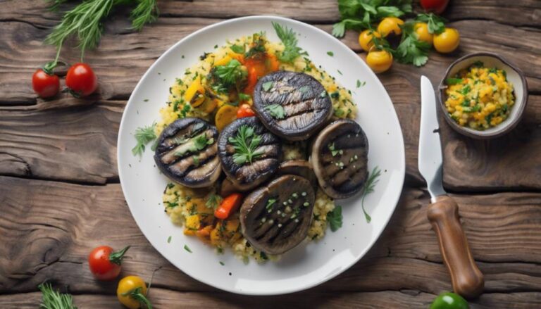 Special Sous Vide Grilled Portobello Mushrooms With Cauliflower Rice for the AIP Diet