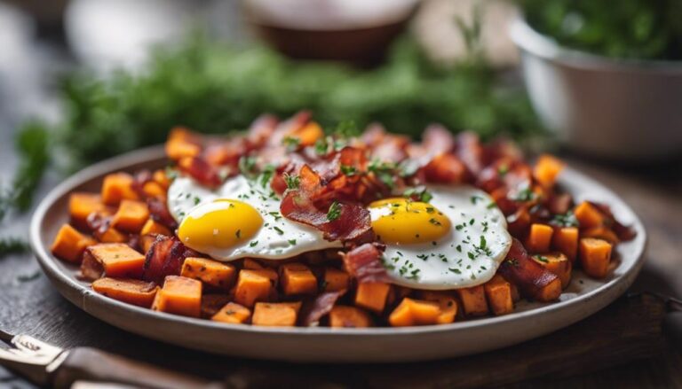 Breakfast Sous Vide Sweet Potato and Bacon Hash for the AIP Diet