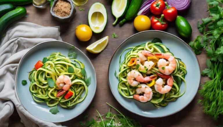 Dinner Sous Vide Shrimp and Zucchini Noodles for the AIP Diet