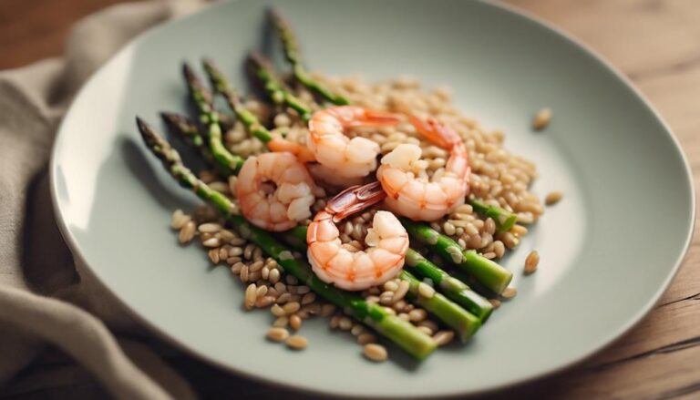 Special Sous Vide Lemon-Garlic Shrimp With Asparagus and Farro for the Supercarb Diet