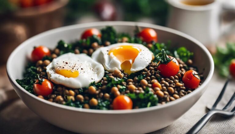 Sous Vide Breakfast Bowl With Lentils and Greens for the Eco-Atkins Diet