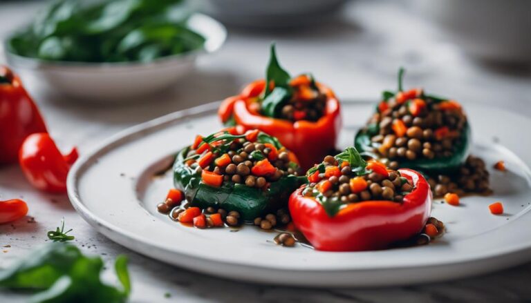 Sous Vide Eco-Atkins Dinner: Lentil and Spinach Stuffed Peppers