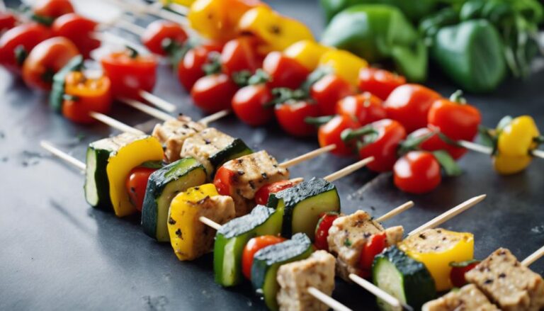 Sous Vide Eco-Atkins Snack: Tempeh and Veggie Skewers