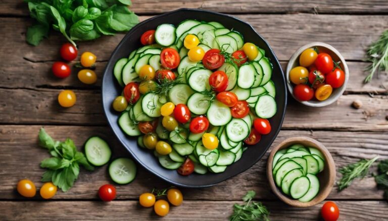 Salad Sous Vide Cucumber and Tomato Salad With Olive Oil for the AIP Diet