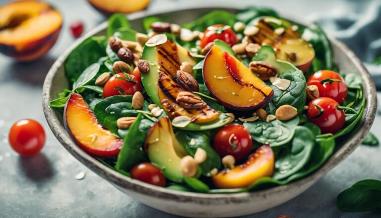 Salad Sous Vide Grilled Peach and Spinach Salad for the Nourish and Glow Diet