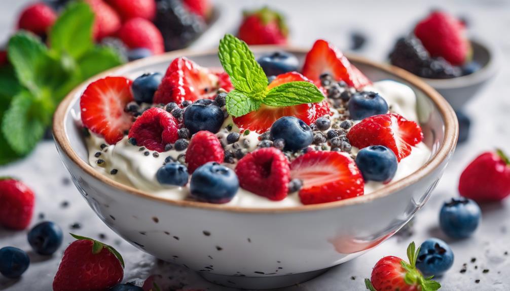 healthy breakfast with yogurt