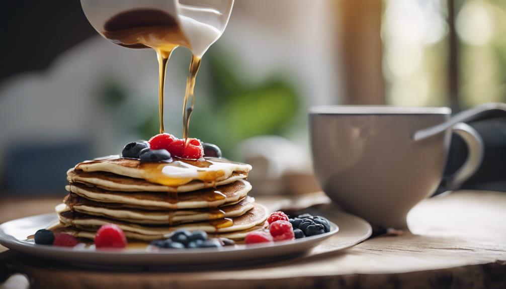 syrup covered pancakes on rise