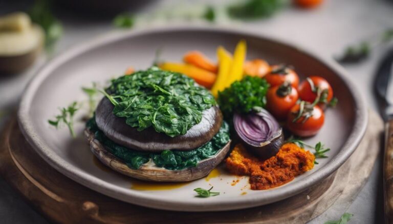 Sous Vide Portobello Mushrooms With Spinach: a Vegetarian Military Diet Dinner